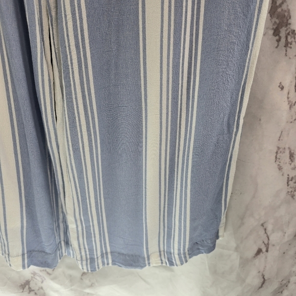 Lulus Jumpsuit Womens Small White Blue Striped Tank Wide Leg Crop Tie Faux Wrap - Picture 5 of 12